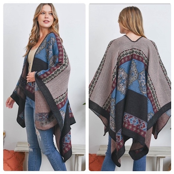 #2038 Cozy Western Style Must Have Poncho - Picture 14 of 17